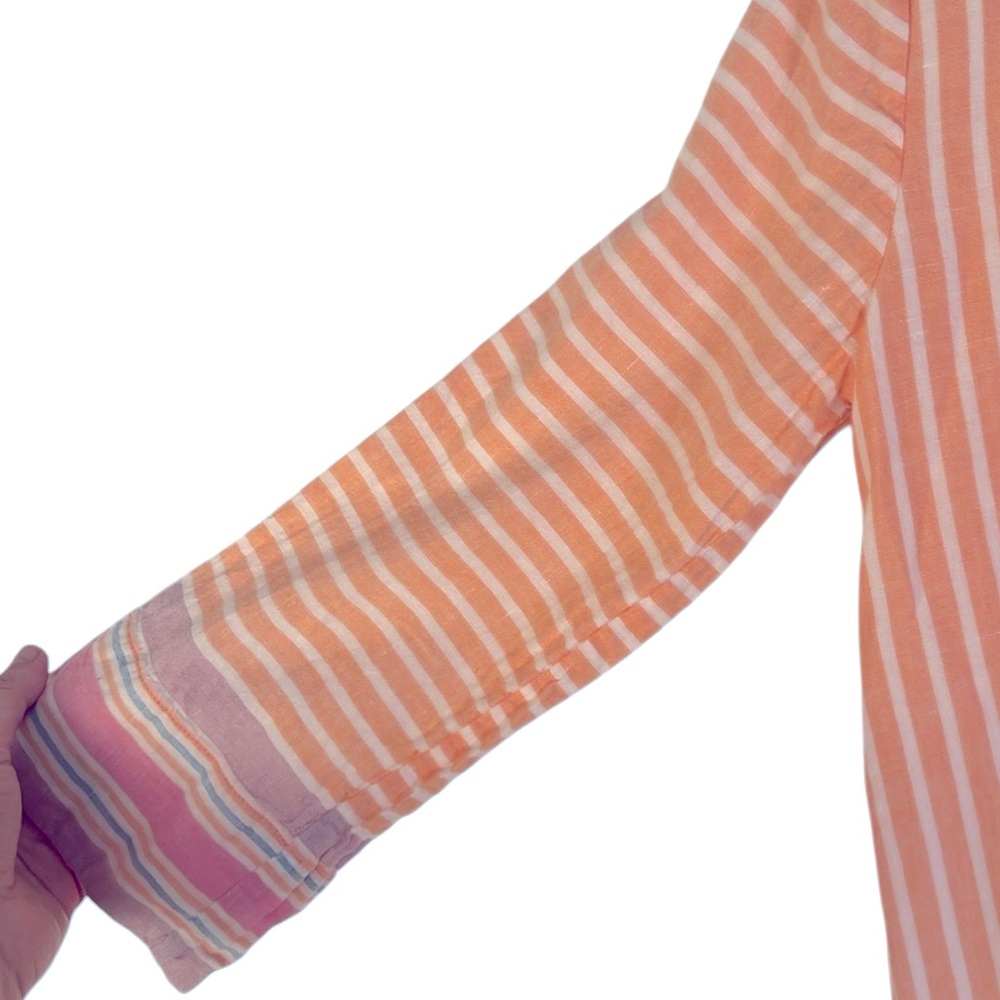J.Crew Linen Blend Striped Tassel Bathing Suit Cover-Up Dress Beach Sand Sun - Picture 5 of 8